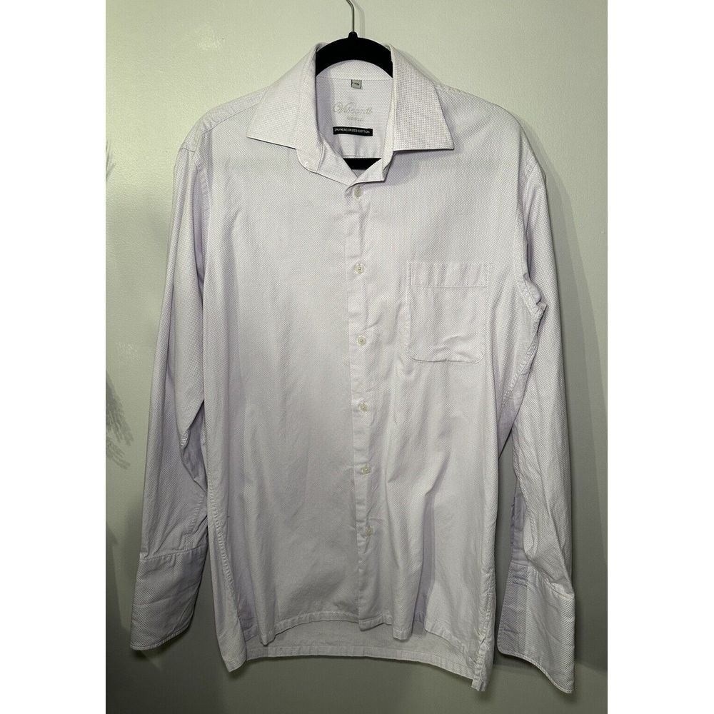 Luchiano Visconti Roma Long sleeve French cuff Sz 15 1/2 Button Down Lavender - Picture 2 of 10
